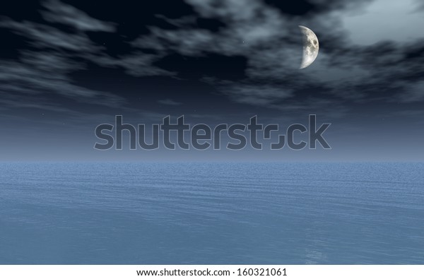 Moon under ocean - digital\
artwork