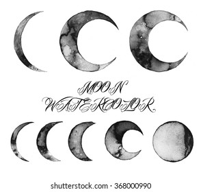 Moon Watercolor Illustration, Design Texture