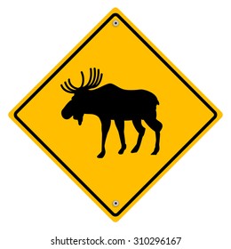 Moose Crossing - Road Sign.