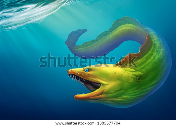 Moray Eel Green Large Green Moray Stock Illustration