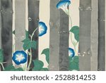 Morning glories from Momoyogusa-Flowers of a Hundred Generations (1909) by Kamisaka Sekka. Vintage Japanese drawing illustration, old painting art print. Vintage painting illustration