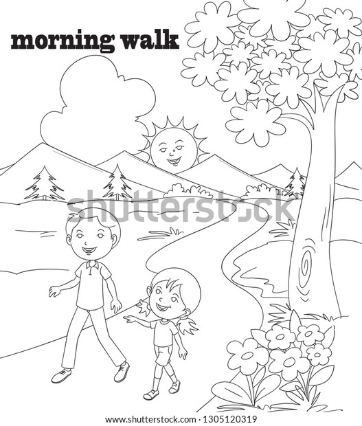 Morning Walk Scenery Stock Illustration 1305120319