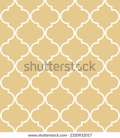 Moroccan Lattice Seamless Pattern in Beige pastelModern Elegant Backgrounds. Classic Quatrefoil Trellis Ornament.