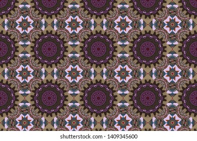 Moroccan, Turkish, Indian modern floor tiles in gray, brown and black colors. Seamless background pattern.