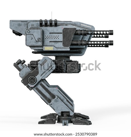 mortal war machine in white background on side view, 3d illustration