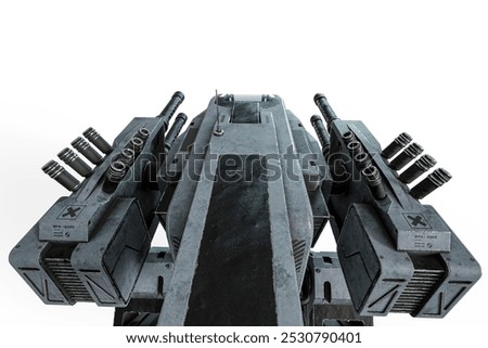 mortal war machine in white background on cool top rear view, 3d illustration