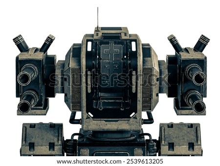 mortal war machine in white background on front close up view, 3d illustration