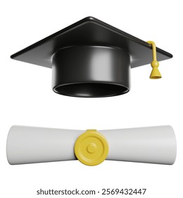 Mortarboard Education Study 3D Rendering Icon Illustration