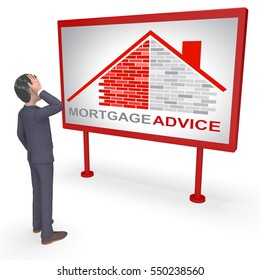 Mortgage Advice Character Indicating Home Loan And Residence