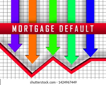 Mortgage Default Arrow Depicting Home Loan Overdue Or Shortfall. Failure To Pay Off Line Of Credit Debt - 3d Illustration