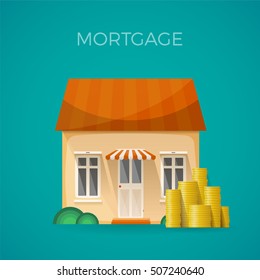 Mortgage expenses bitmap concept in flat style