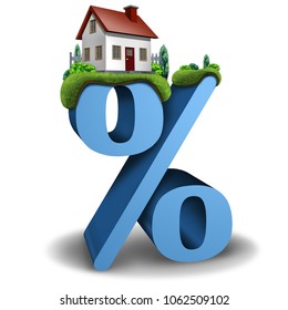 Mortgage Interest Rate Home And House Real Estate Banking And Lending Percentage Concept As A 3D Illustration.