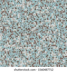 Mosaic texture of the elements of the metal wall in green paint with rusty splashes. Wallpaper image. Background design. Backdrop.