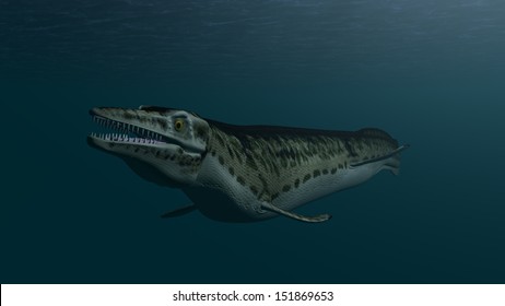 Mosasaur In Ocean Depth