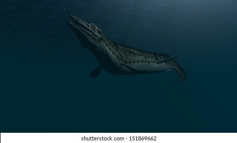 Mosasaur In Ocean Depth