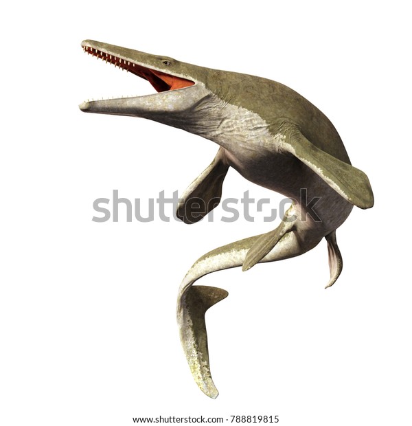 17mの水生トカゲのモサザウルス 7000万年前 6600万年前 白い背景に3dイラスト のイラスト素材