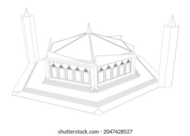 Mosque Construction Sketch Concept Illustration Architects Stock ...