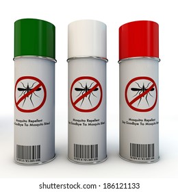 Mosquito Repellent Spray Cans Isolated On White Background