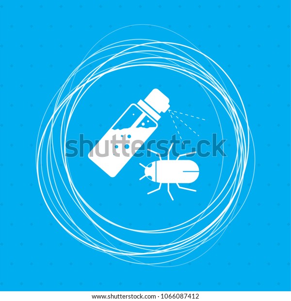 Mosquito\
spray, Bug Spray icon on a blue background with abstract circles\
around and place for your text.\
illustration
