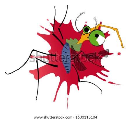 Mosquito squashed on the wall