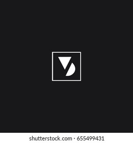 Most unusual creative attractive unique perfect clean geometric sports brand black and white color VD V D initial based letter icon logo