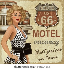 Motel Route 66 Vintage Poster