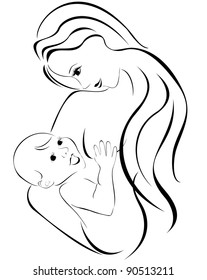 Mother Baby Vector Sketch Stock Vector (Royalty Free) 88695694