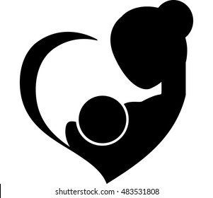 Mother breastfeeding her baby symbol