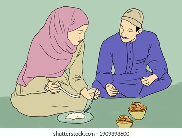 Mother And Child Eating Together, The Concept Of Sahur In Islam, The Concept Of Eating With Family