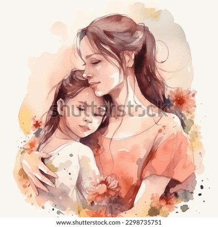mother and daughter watercolor painting mother's day