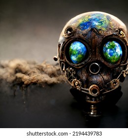 Mother Earth Machine Crying Holding Earth In Hyper Realistic,steam Punk, Detailed