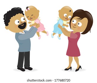 Mother and father holding up their babies - Jpeg - Powered by Shutterstock