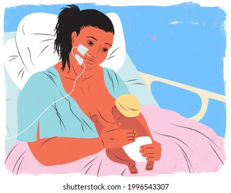 Mother in hospital breastfeeding baby - Powered by Shutterstock