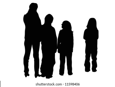 Mother Three Children Stock Illustration 11598406 | Shutterstock