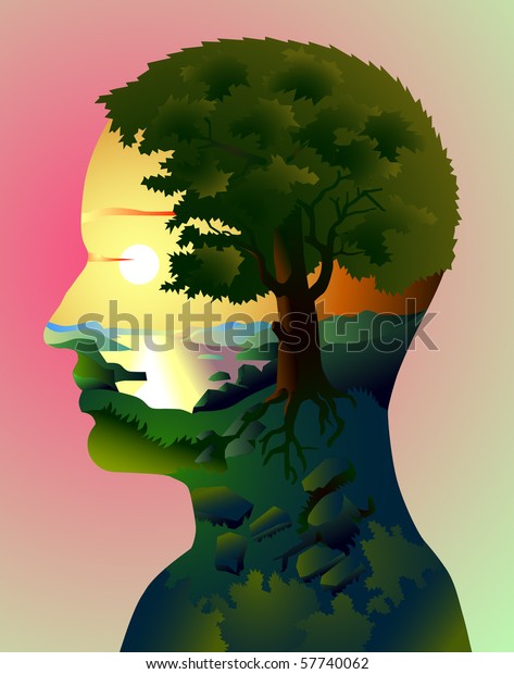 Tilfældig patrice Krydderi Mothernature Human Head Landscape Stock Illustration 57740062