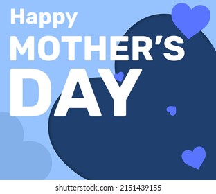 Mothers Day Social Media Post Design Background In Blue Color With Hearts