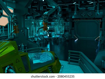 Mothership Cryo Lab Scene Eight, 3d Illustration