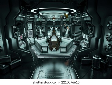 Mothership Cryo Lab Scene Five, 3d Illustration