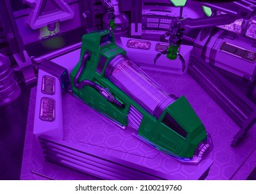 Mothership Cryo Lab Scene Four, 3d Illustration