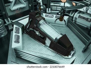 Mothership Cryo Lab Scene Four, 3d Illustration