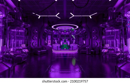 Mothership Cryo Lab Scene One, 3d Illustration