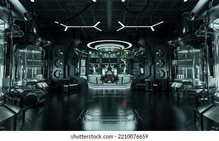 Mothership Cryo Lab Scene One, 3d Illustration