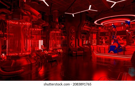 Mothership Cryo Lab Scene Two, 3d Illustration