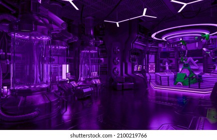 Mothership Cryo Lab Scene Two, 3d Illustration