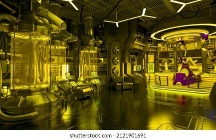 Mothership Cryo Lab Scene Two, 3d Illustration