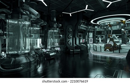 Mothership Cryo Lab Scene Two, 3d Illustration