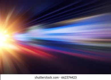 motion blur fast business and technology background concept, Acceleration super zoom blurry night road.