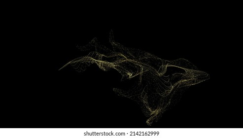 Motion Graphics Abstract 3d Particle Explosion, Fluid Animation Of Colorful Dots, Black Background, Cartoon Collision, Storm And Ripples, Flowing Smooth Lines, Simulation Space. 3D Rendering