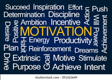 Motivation Word Cloud On Blue Background Stock Illustration 391410649 ...