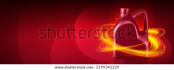 Motor oil and motor oil tank ad banner, dark\
background. 3d\
render